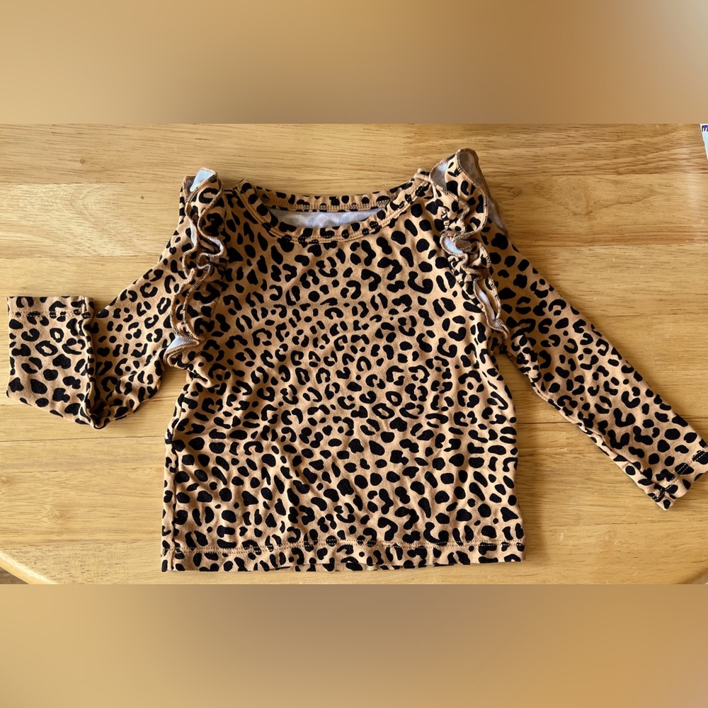 Little Sleepies Ruffle Shoulder Leopard Shirt